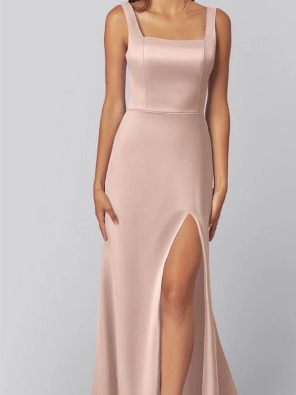 Birdy Grey Blush Sleeveless Square-Neck Maxi with High Slit Formal
